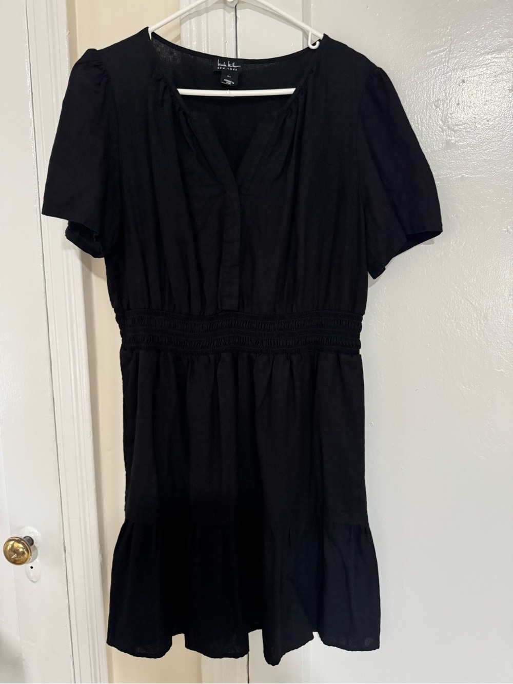 Nicole Miller Black Short Sleeve V-Neck Mini Dress
